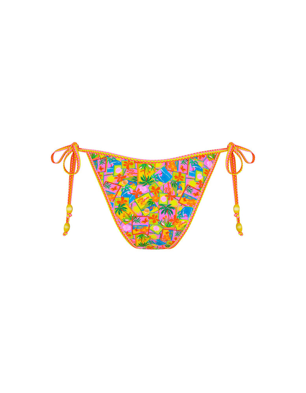 KULANI KINIS Sunshine Snaps Tie Side Cheeky Bikini Bottoms - MULTI