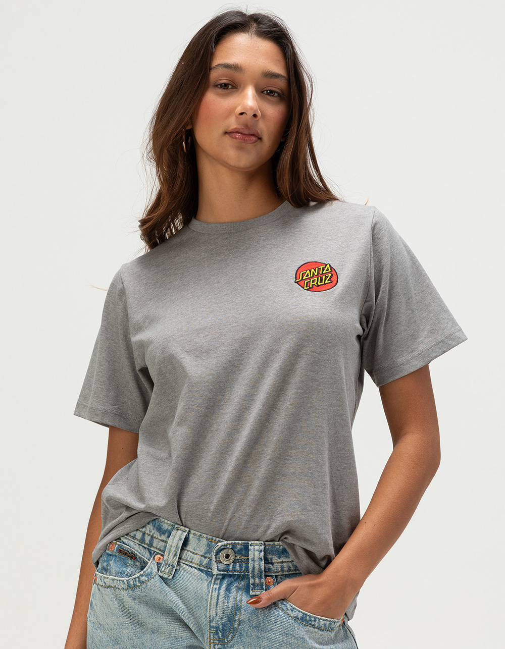 SANTA CRUZ Embroidered Womens Tee - HEATHER GRAY