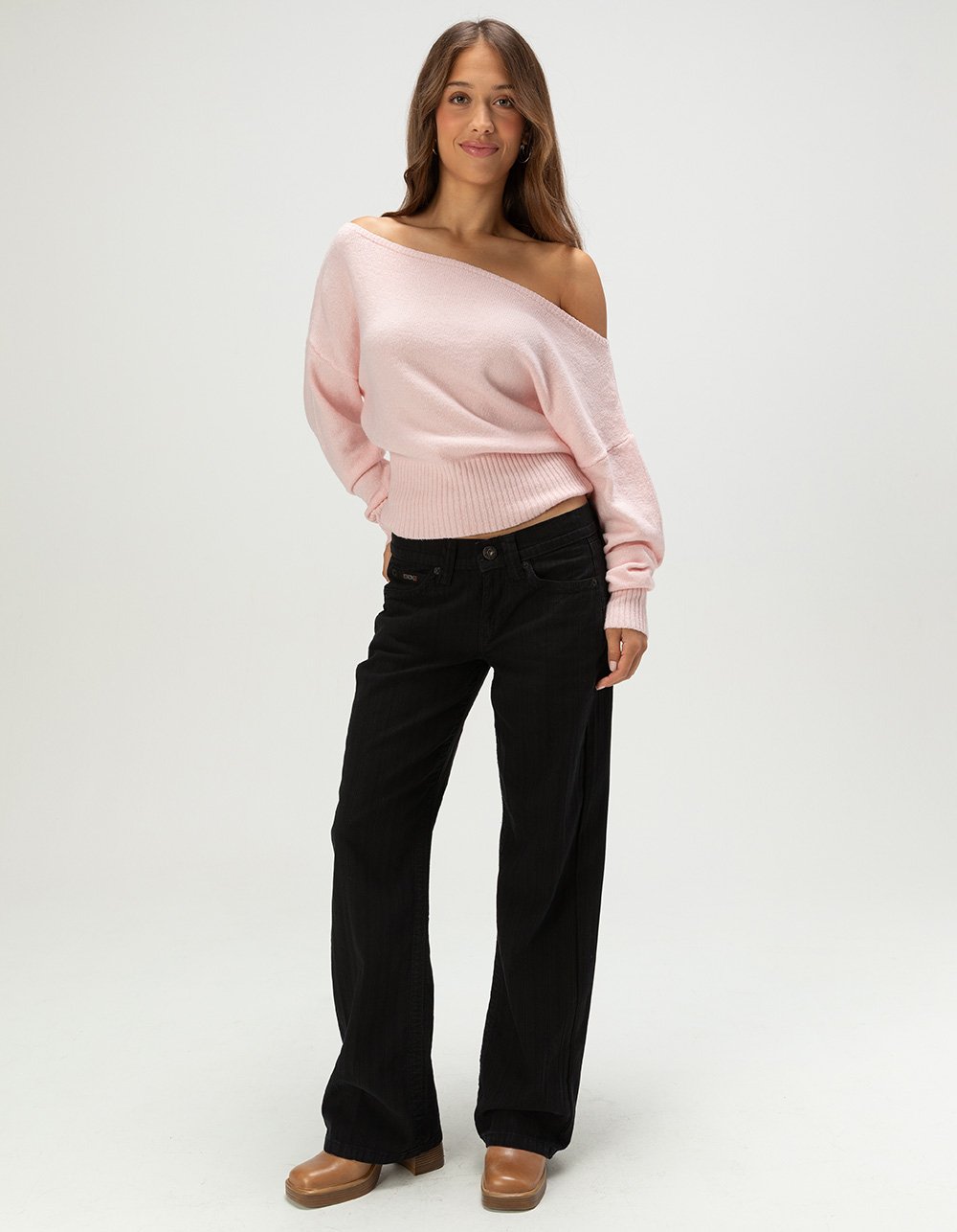 BDG Urban Outfitters Kayla Womens Low Rise Slouchy Texture Jeans - BLACK