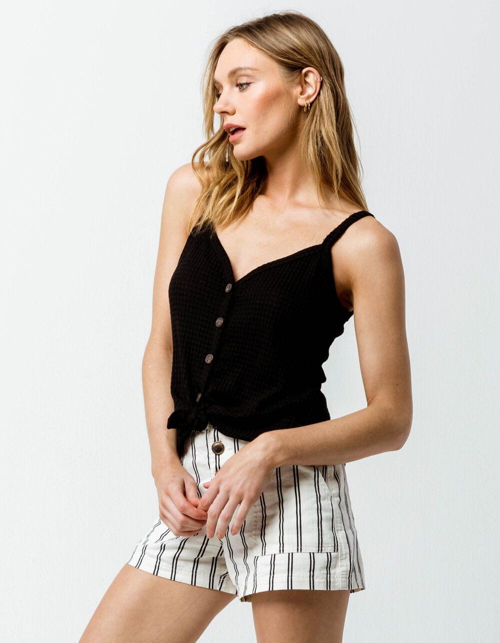 thermal front tie top