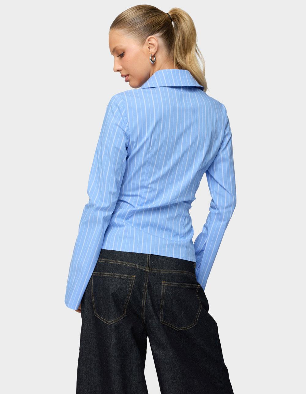 EDIKTED Pinstripe Tailored Button Up Shirt