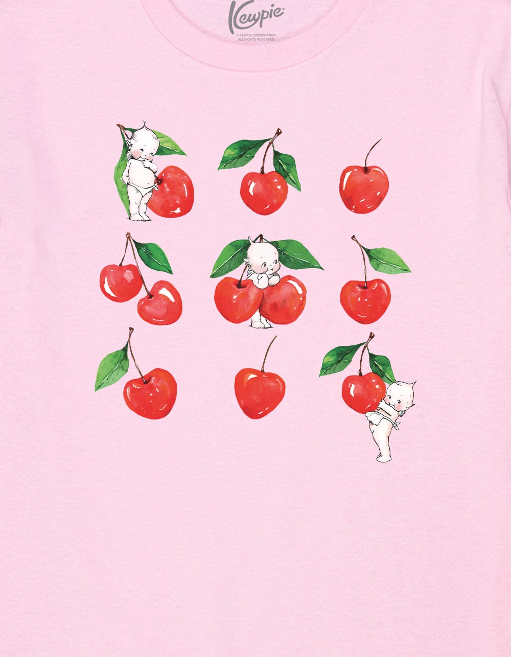 KEWPIE Cherries Unisex Kids Tee - LIGHT PINK