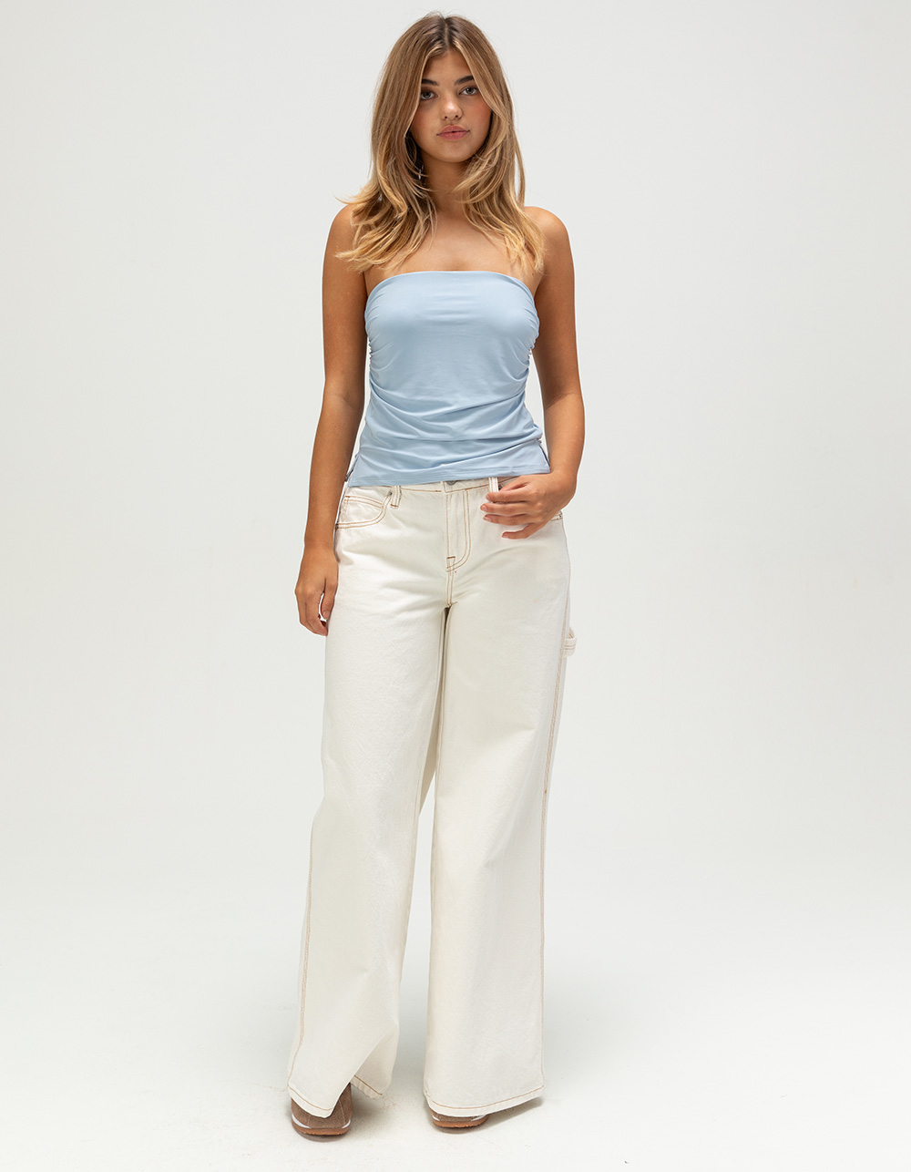 TILLYS Butter Soft Side Slit Womens Tube Top - LIGHT BLUE