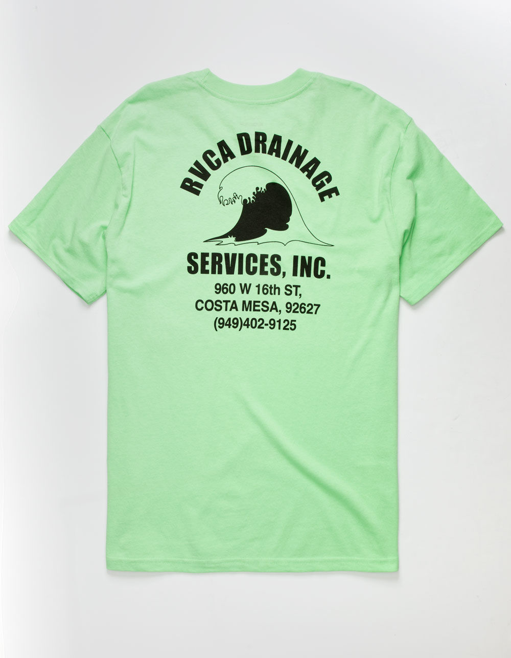 RVCA Drainage Services Mens Neon Green T-Shirt image number 0