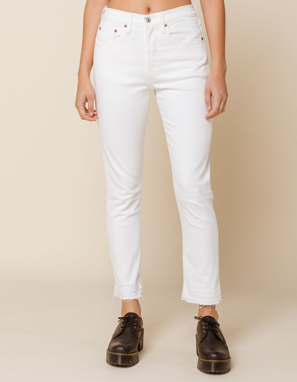 501 Womens White Stretch Skinny Jeans 