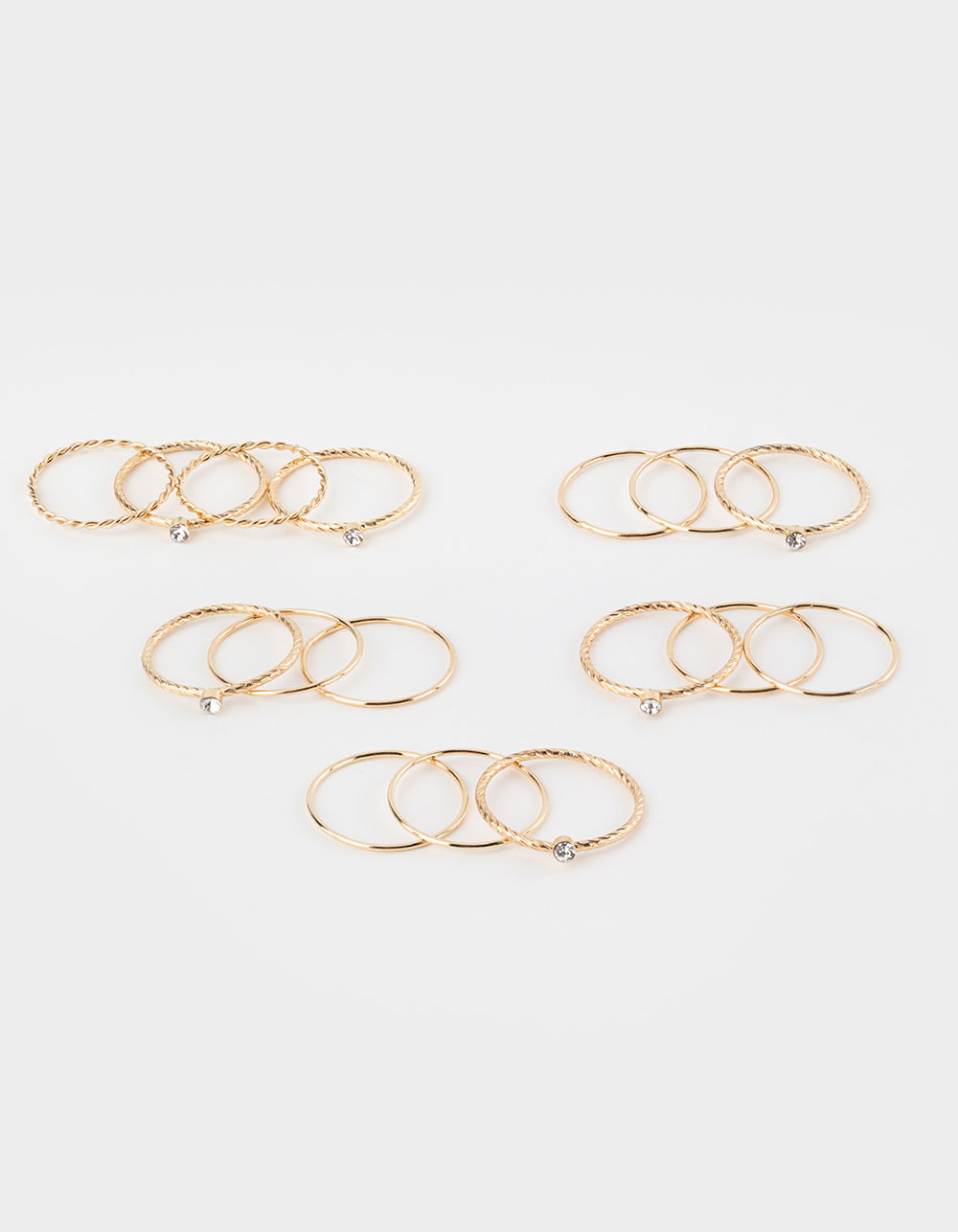 FULL TILT 16 Piece Dainty Ring Set - GOLD