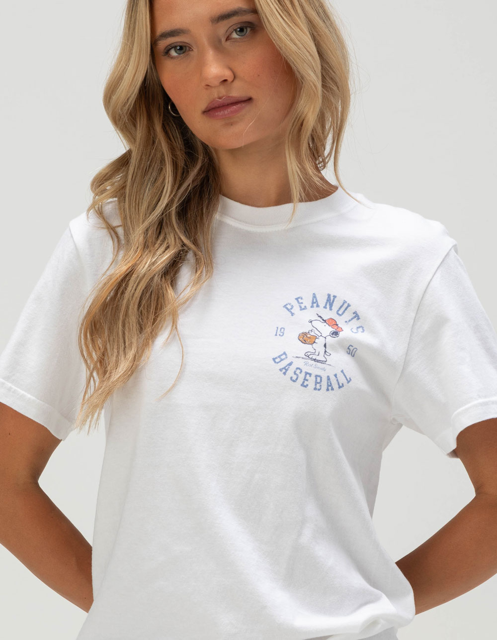 RIOT SOCIETY x Peanuts Baseball Womens Tee - WHITE