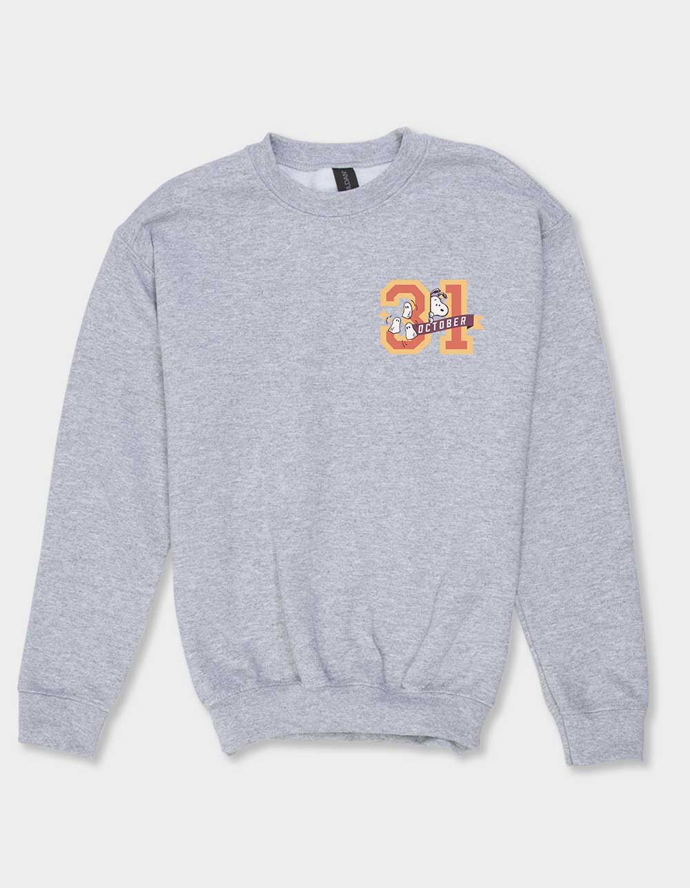PEANUTS October 31 Varsity Unisex Kids Crewneck Sweatshirt - HEATHER GRAY