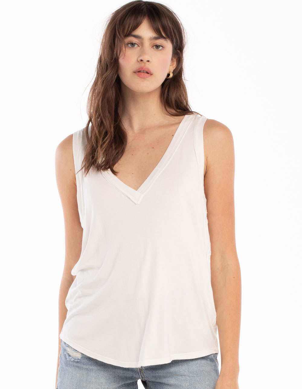 white flowy v neck tank top