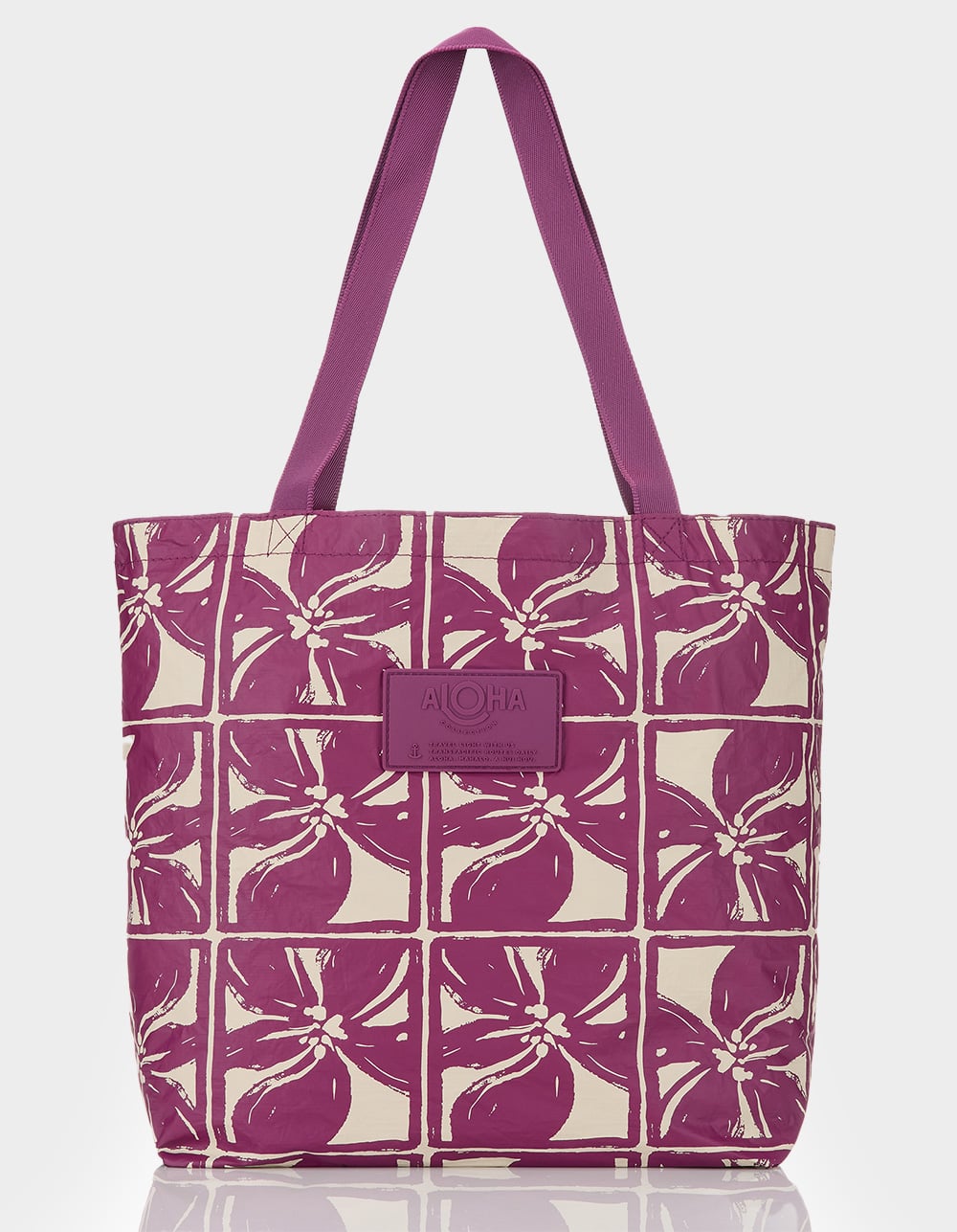 ALOHA Collection Lattice Reversible Tote Bag - PLUM