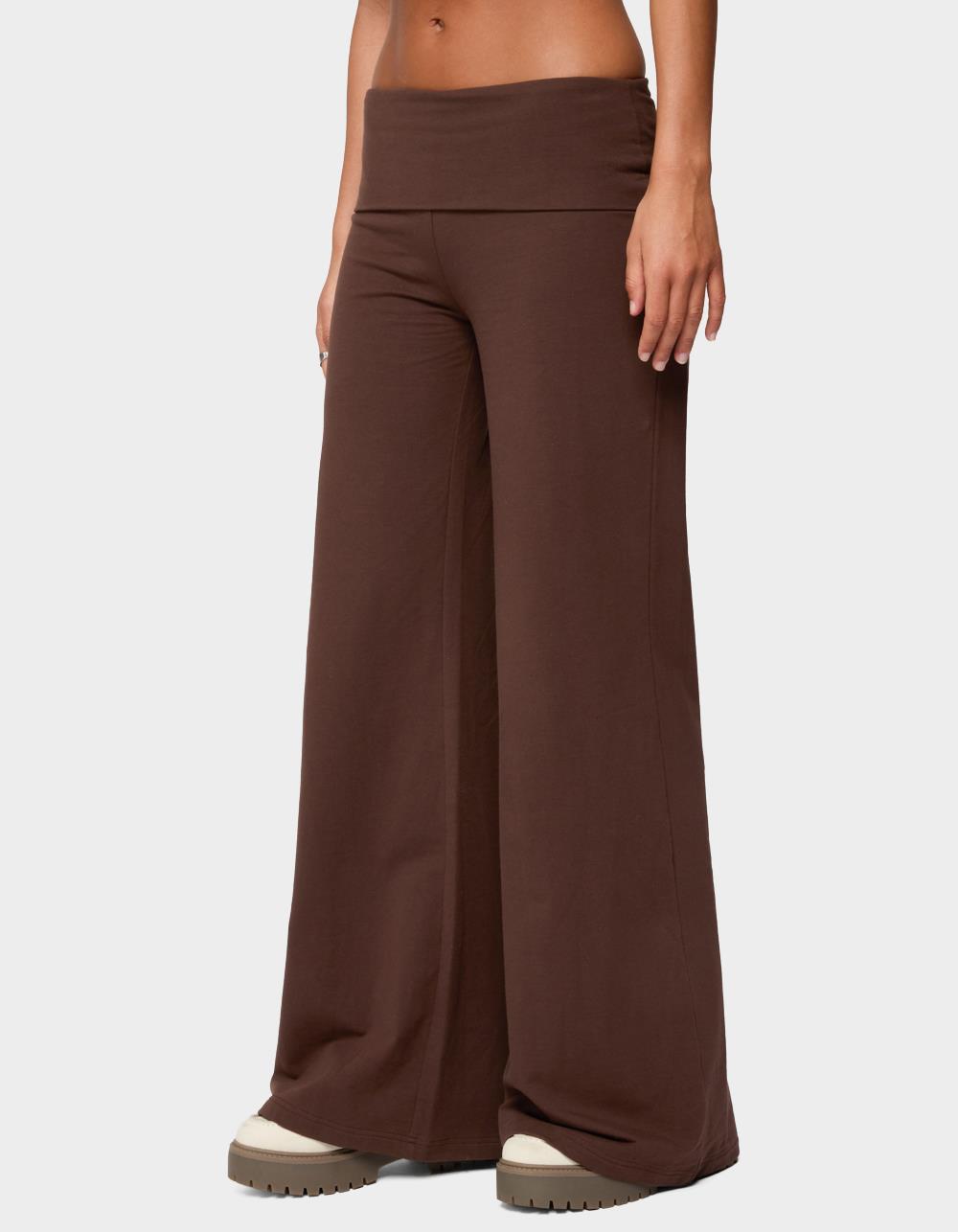 EDIKTED Wide Leg Fold Over Pants