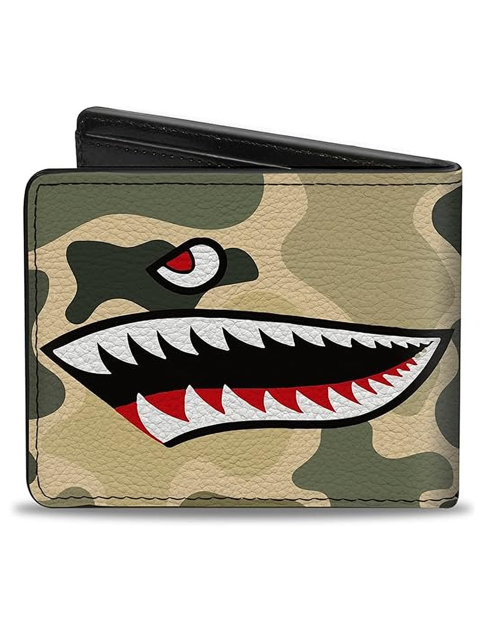 BUCKLE-DOWN Warhawk Shark Face Bifold Wallet - CAMO