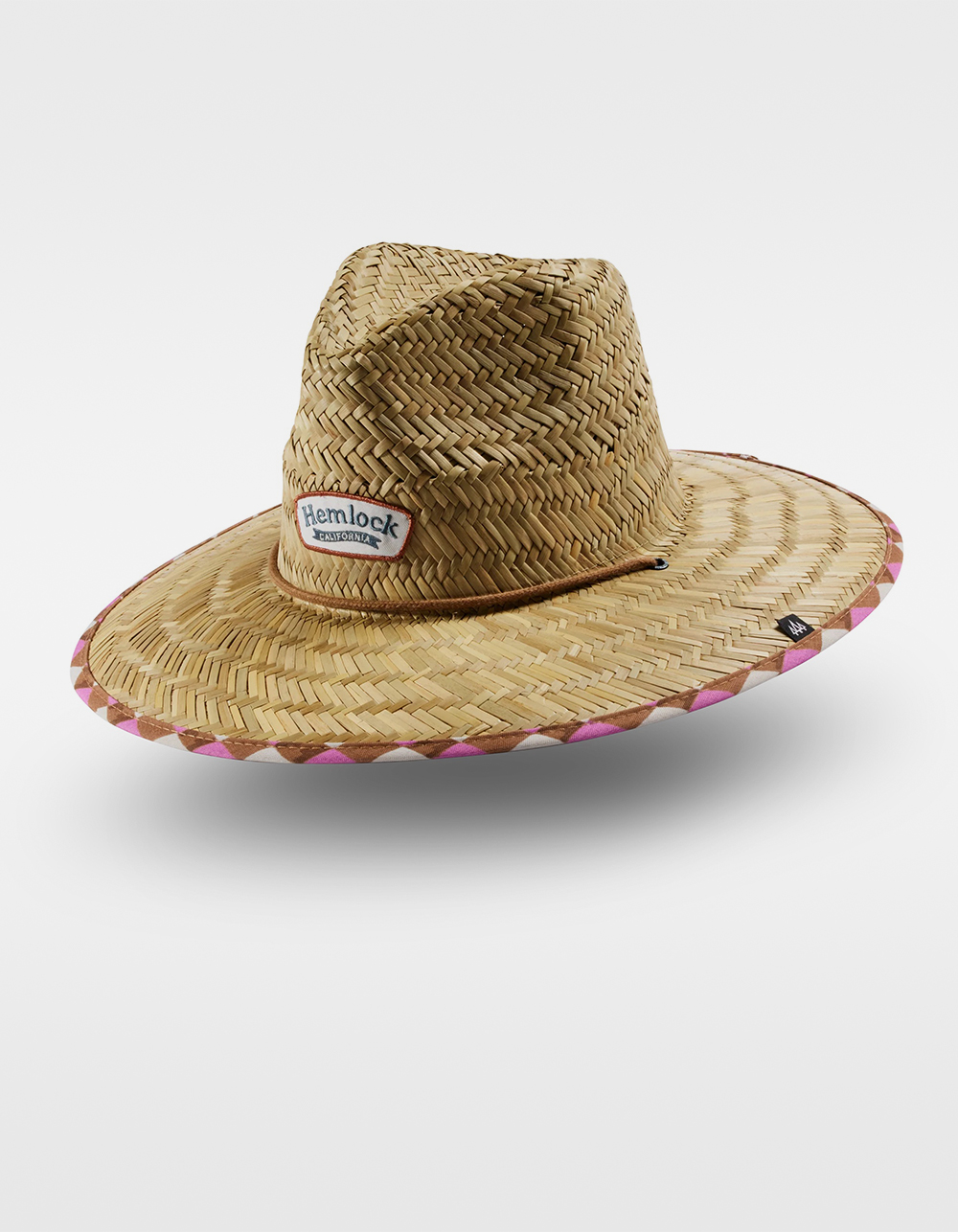 HEMLOCK HAT CO. Pink Check Lifeguard Straw Hat - NATURAL
