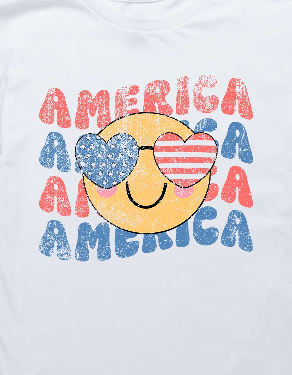 SMILEY America Heart Glasses Unisex Kids Tee - WHITE