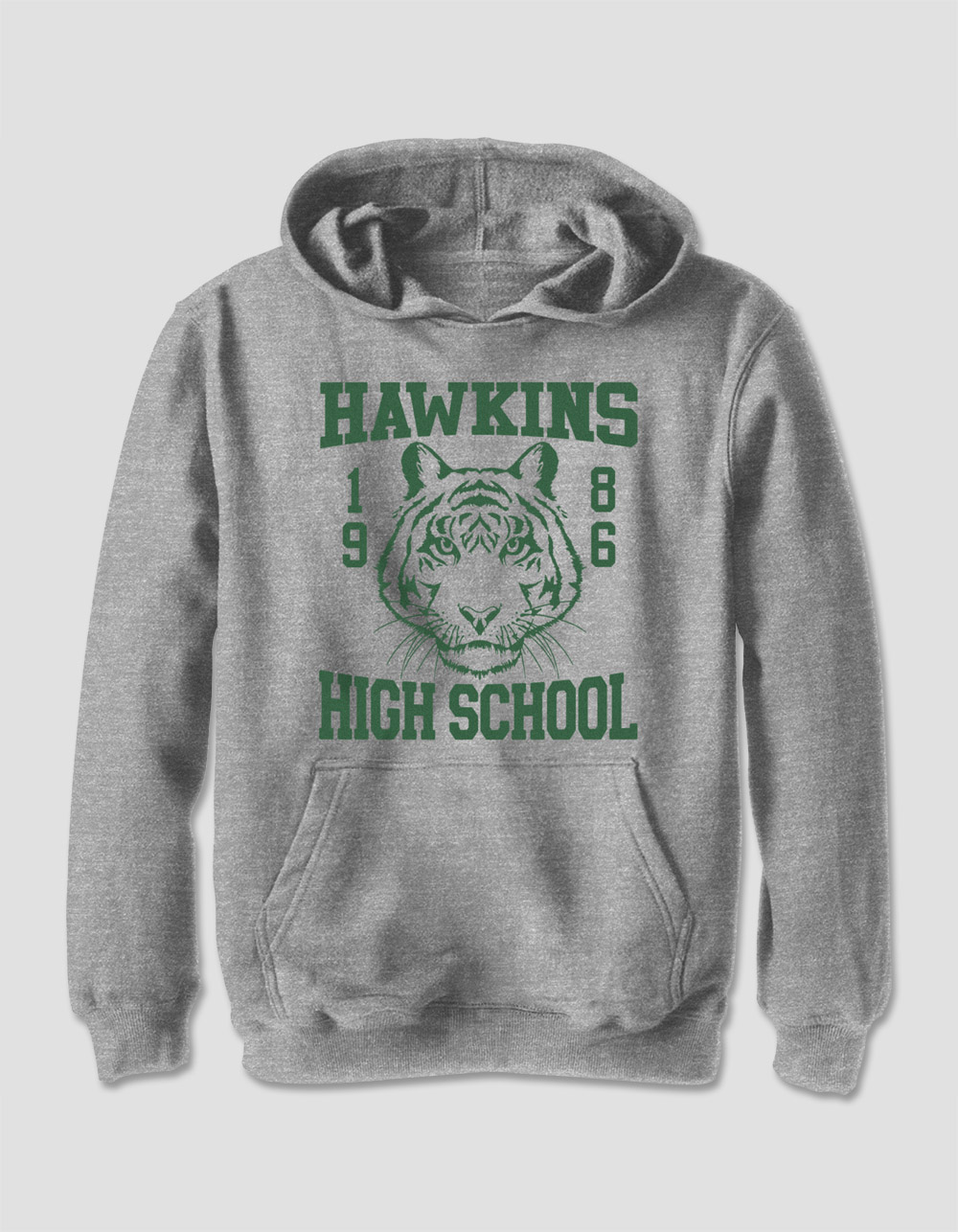 STRANGER THINGS Hawkins High School Oversized Unisex Kids Hoodie - HEATHER GRAY