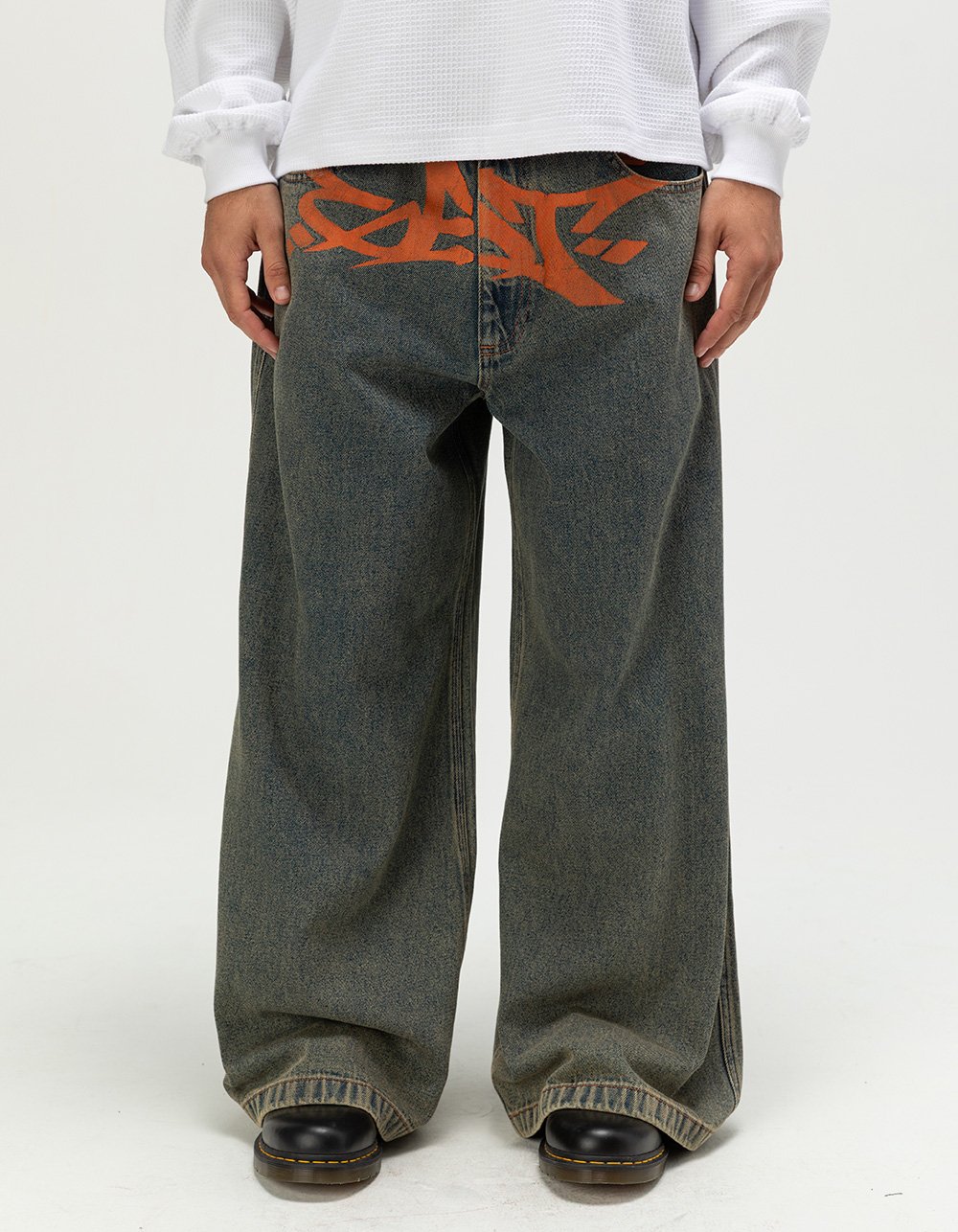 GAT Hazen Mens 30" Leg Opening Ultra Baggy Jeans - DIRTY DENIM