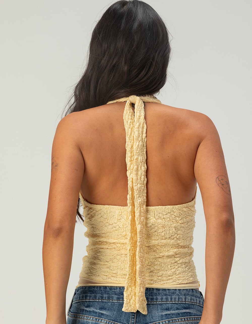 NECTAR CLOTHING Womens Knit Halter Top - YELLOW