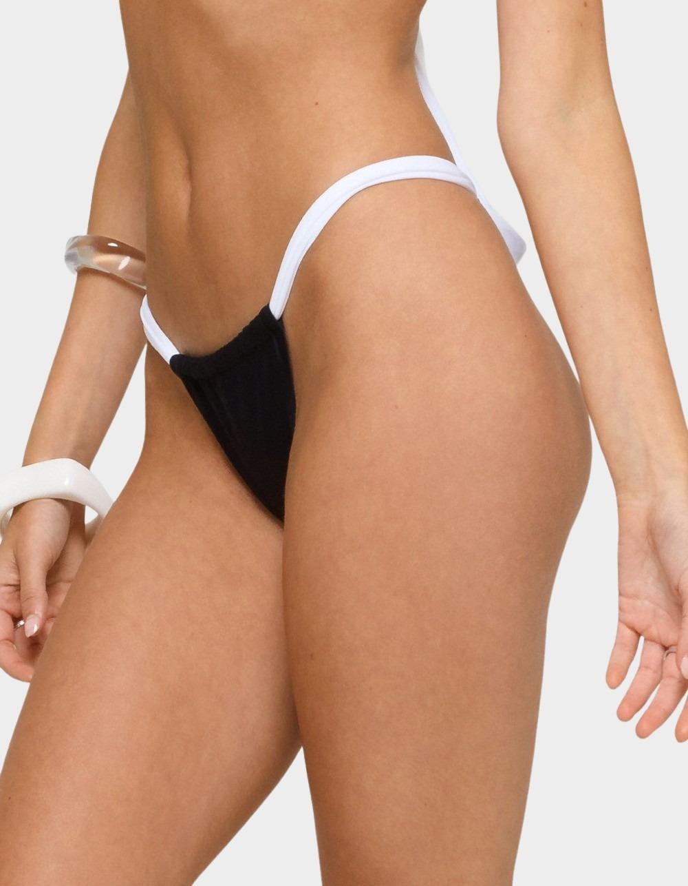 EDIKTED Romana Contrast Bikini Bottoms - BLACK