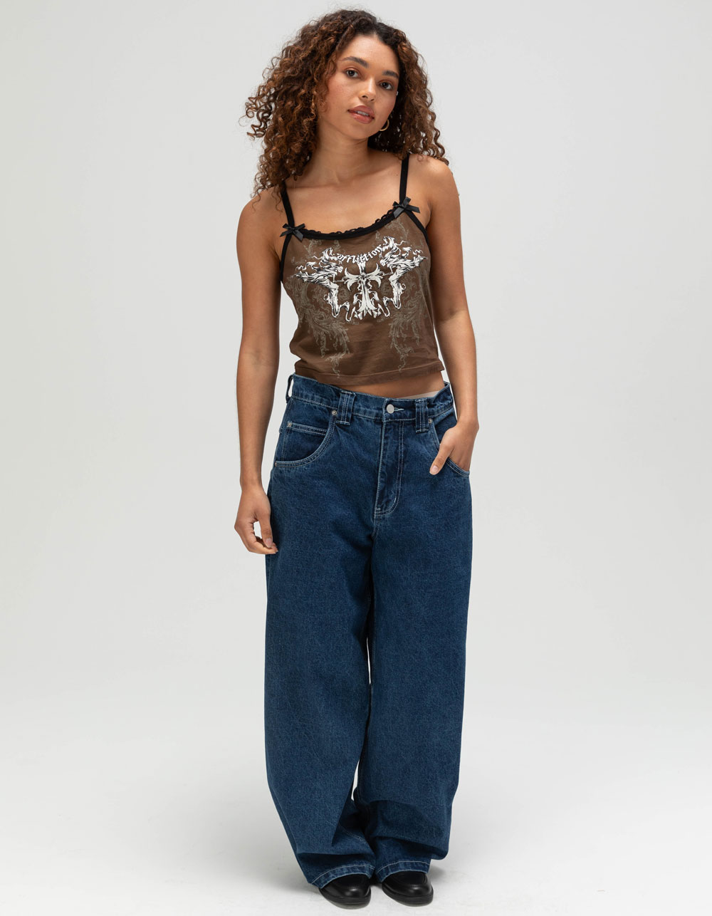 AFFLICTION Jump Womens Baby Tank Top - BROWN