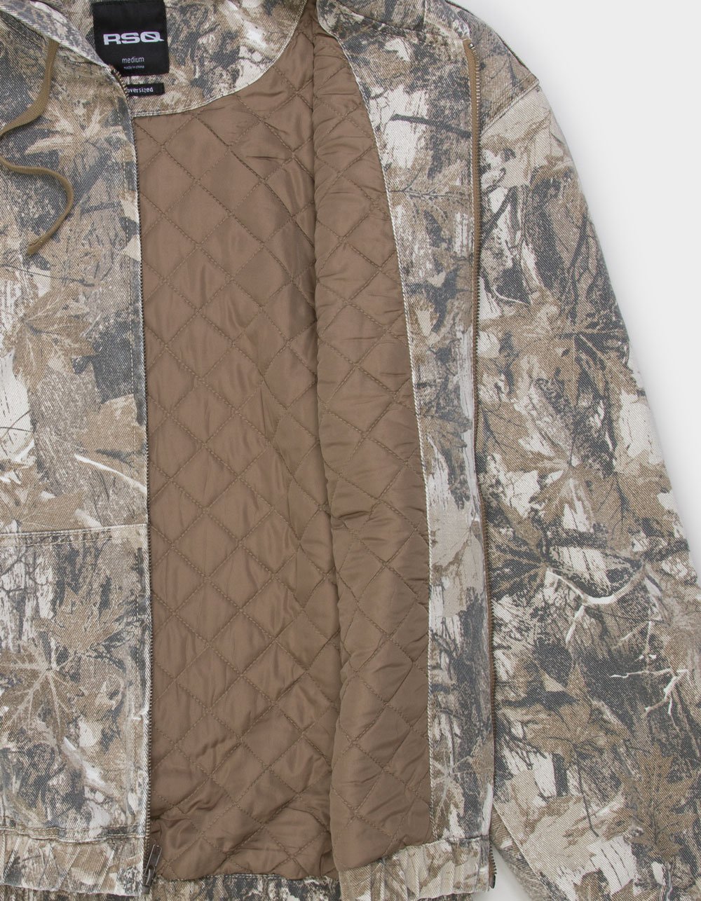 RSQ Mens Oversized Hooded Twill Jacket - CAMO