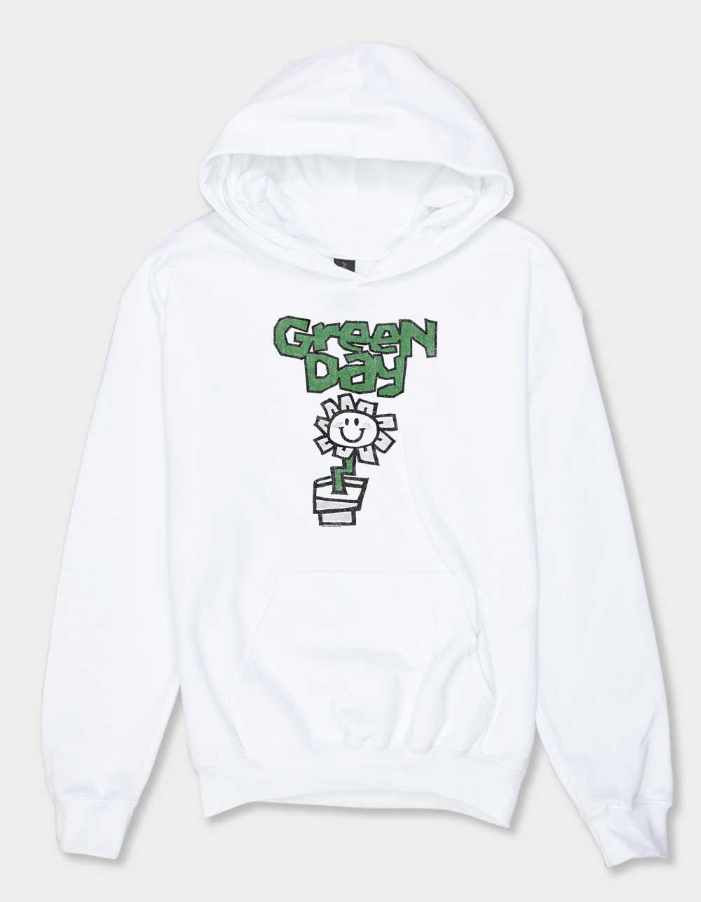 GREEN DAY Flower Pot Unisex Kids Hoodie - WHITE
