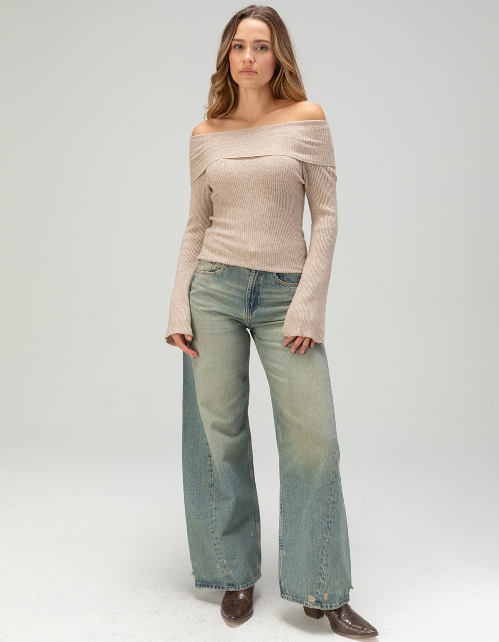 ONLY Eryn Womens High Waist Wide Leg Jeans - DENIM