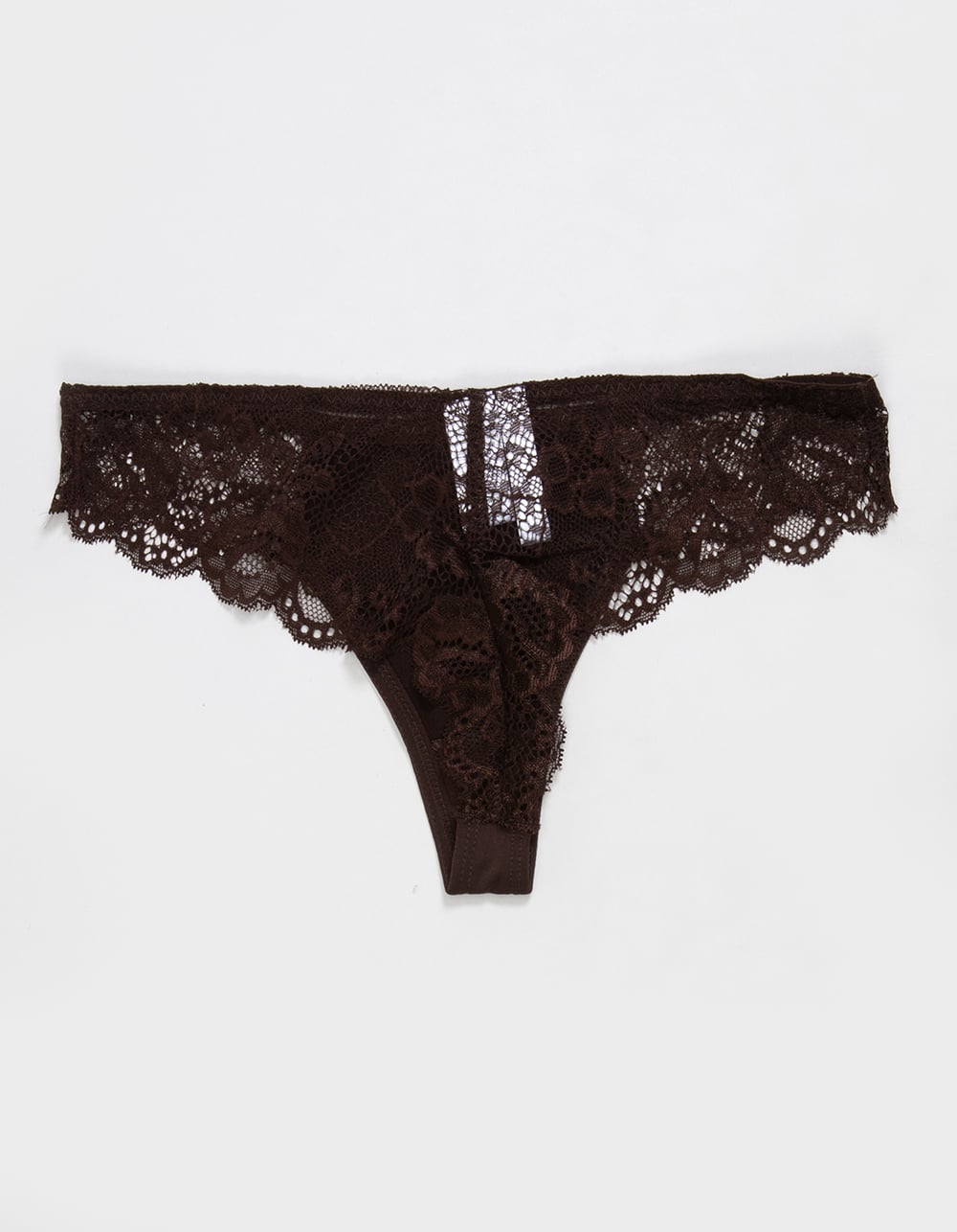 FULL TILT Micro Lace Thong - DARK BROWN
