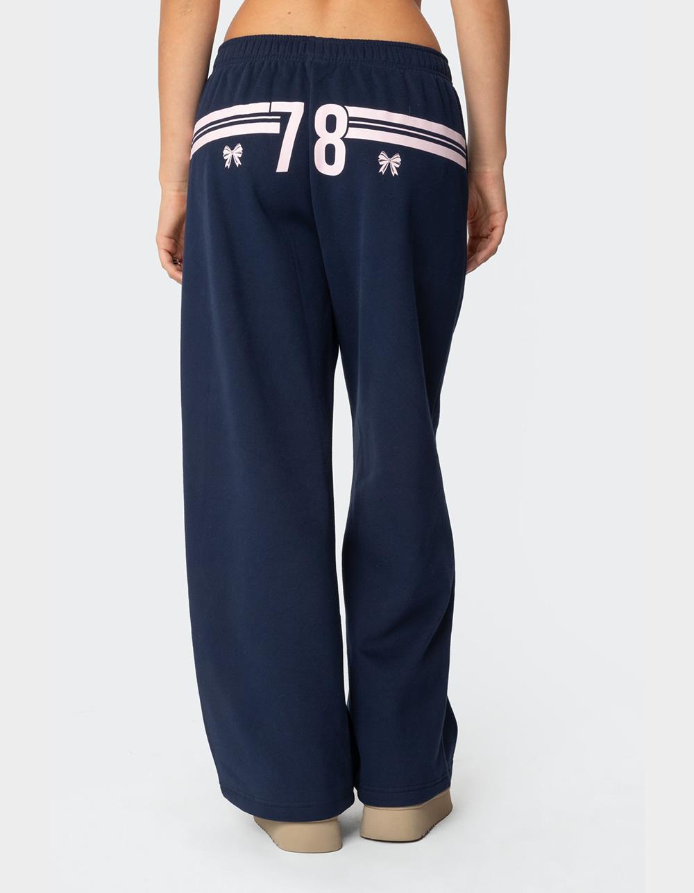 EDIKTED 78 Bow Sweatpants - NAVY