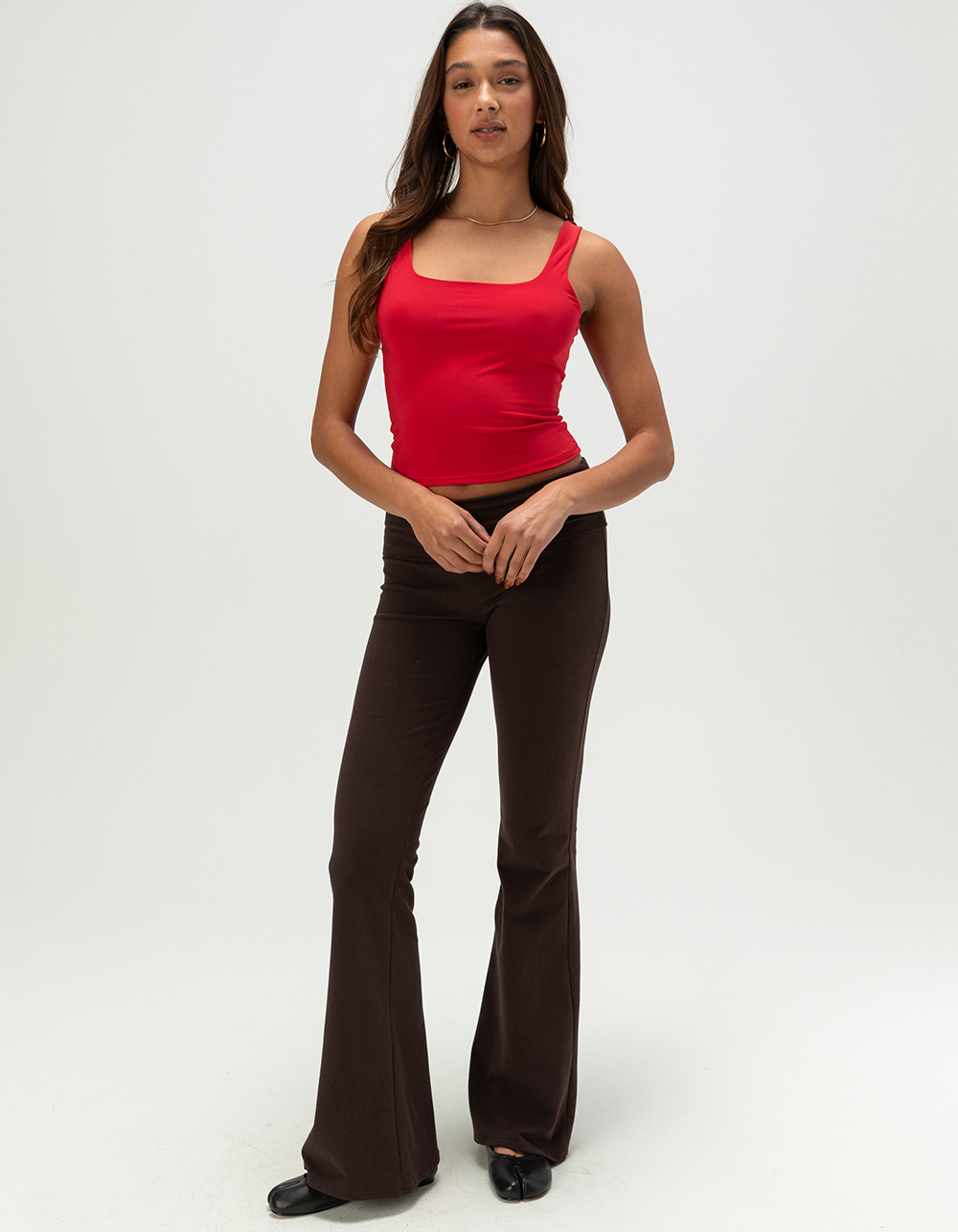 TILLYS Womens Butter Soft Square Neck Top - RED