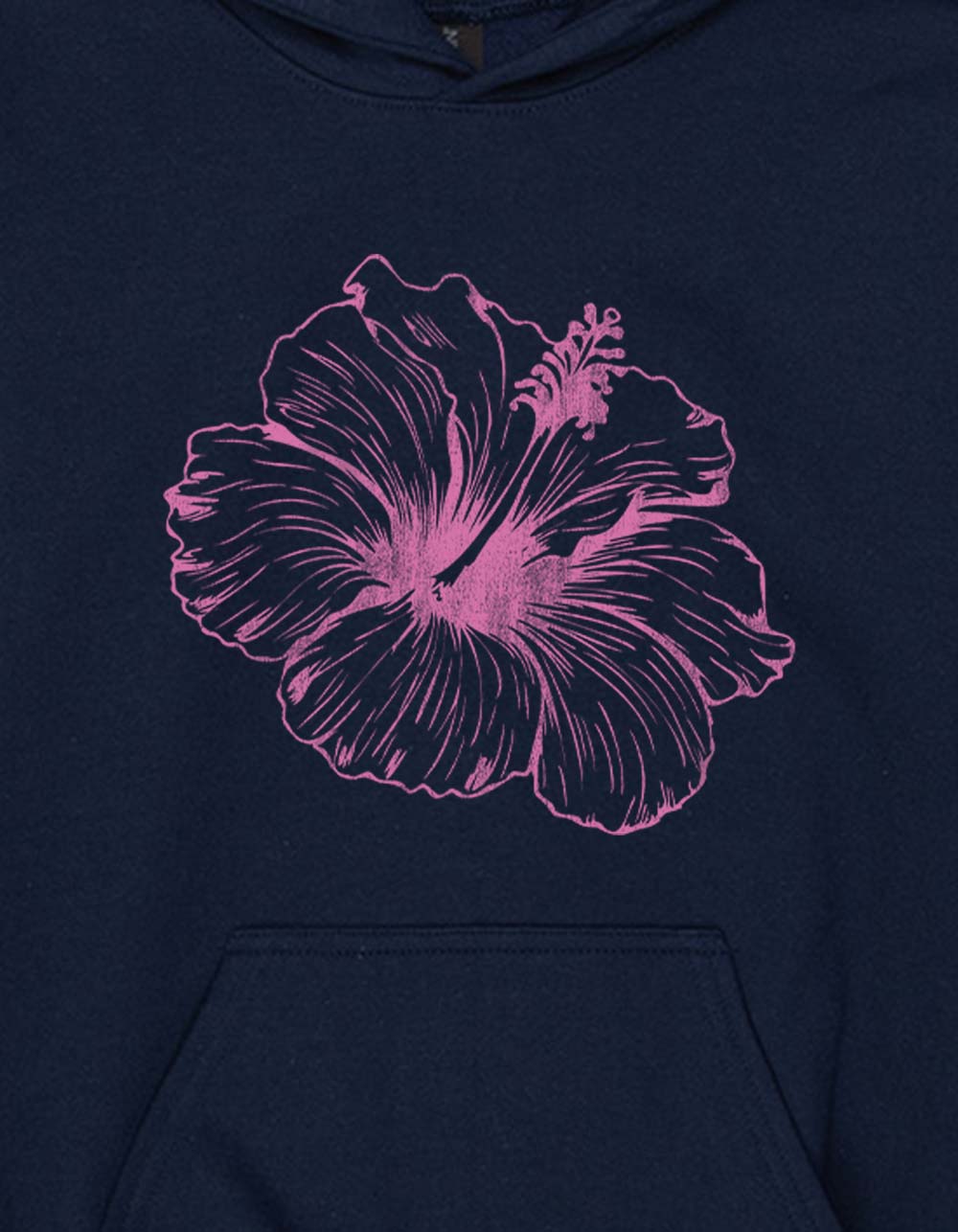 HIBISCUS Outline Unisex Kids Hoodie - NAVY
