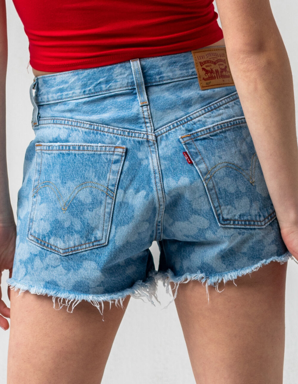 LEVI'S 501 High Rise Athens Blossom Womens Denim Shorts LIGHT WASH