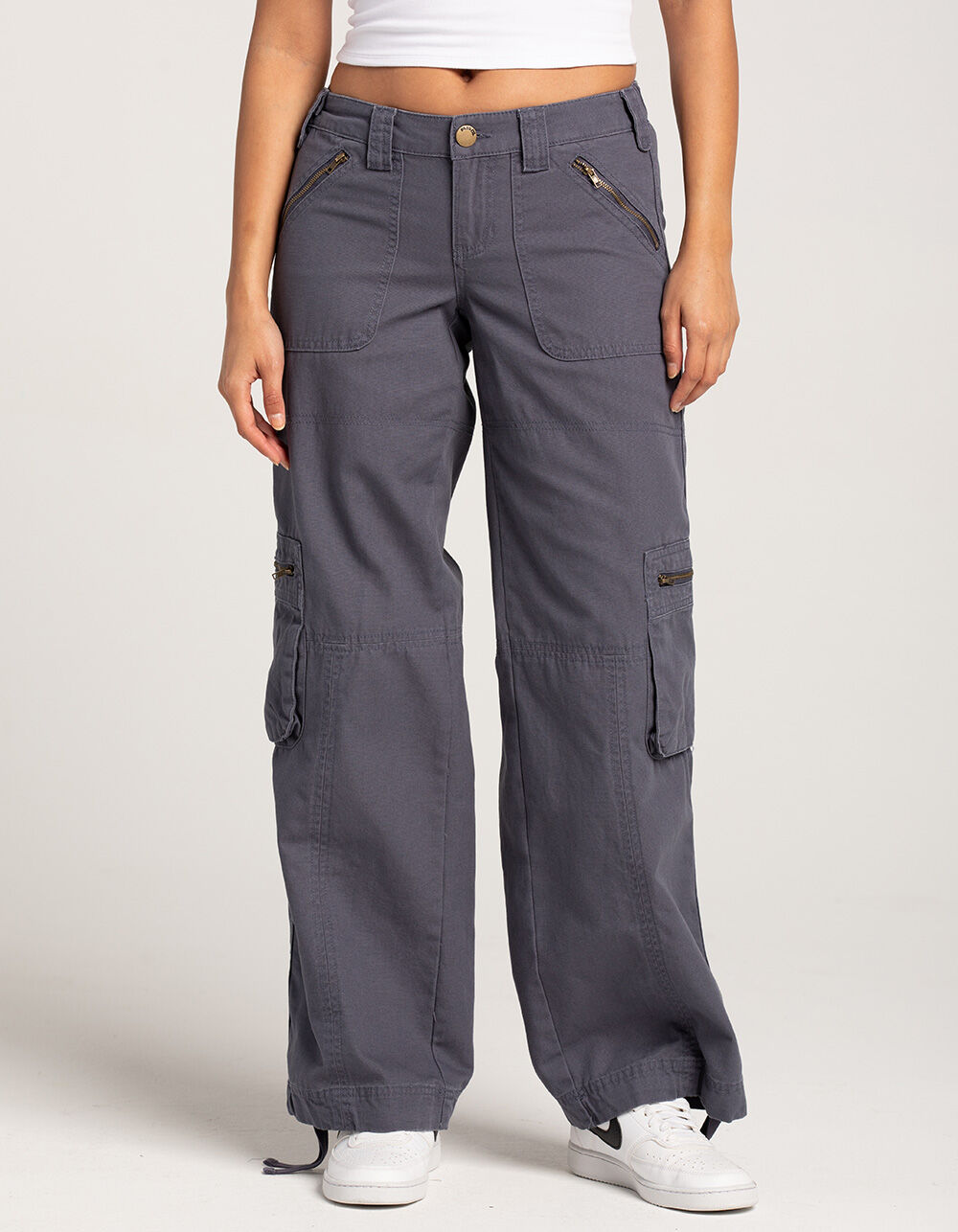 RSQ Womens Low Rise Overdye Cargo Zipper Pants - FADED NAVY | Tillys