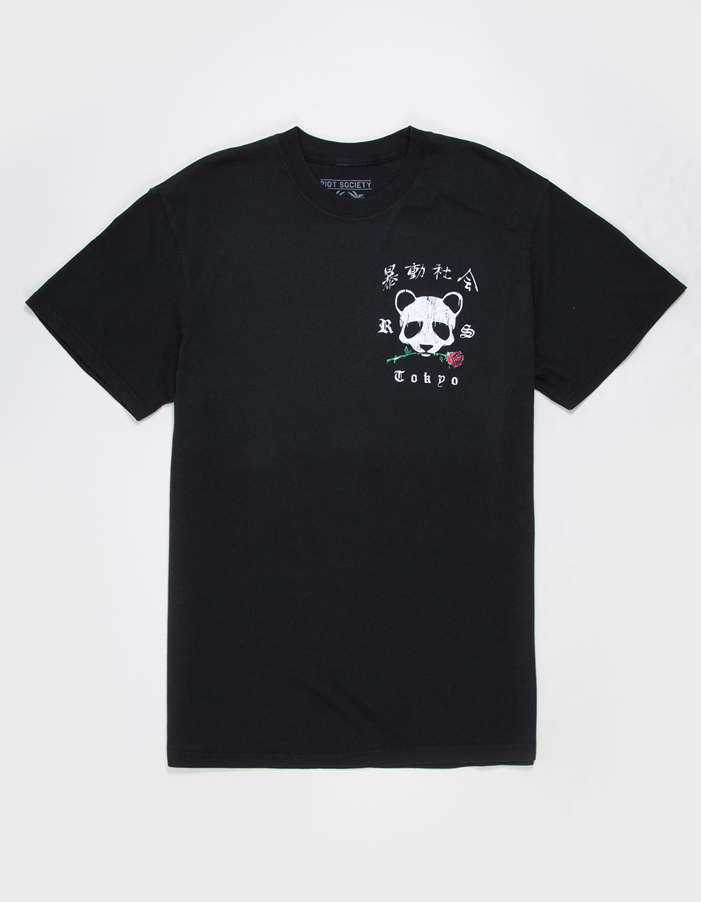 RIOT SOCIETY Panda Mens Heavyweight Tee - WASHED BLACK