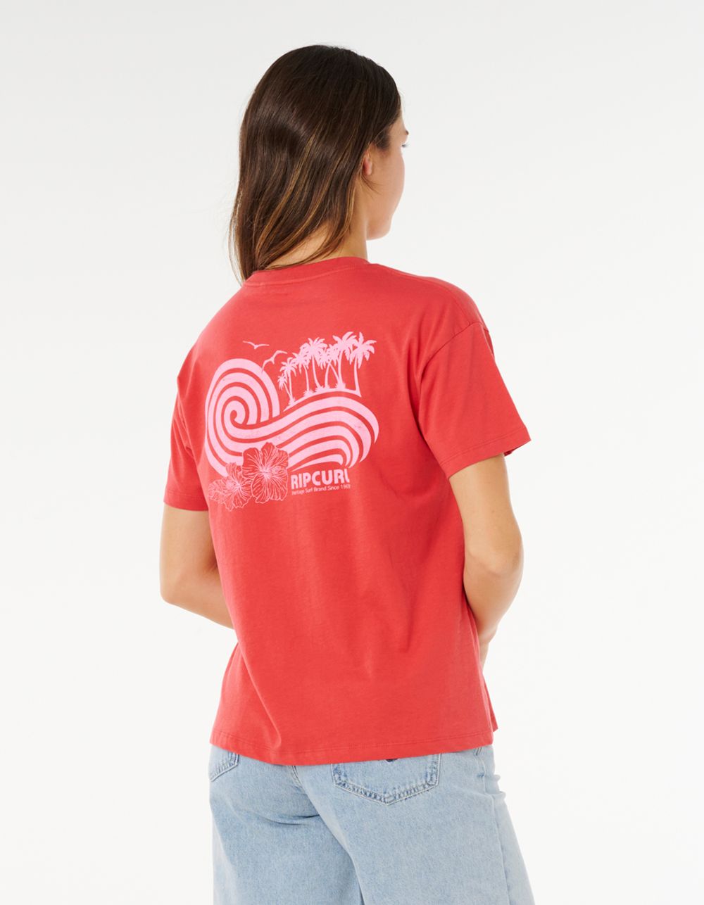 RIP CURL Ocean Break Womens Relaxed Tee - RED