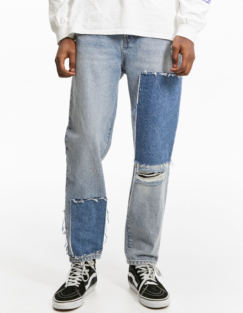 BDG Urban Outfitters Blue Patchwork Mens Dad Jeans - BLUE DENIM | Tillys