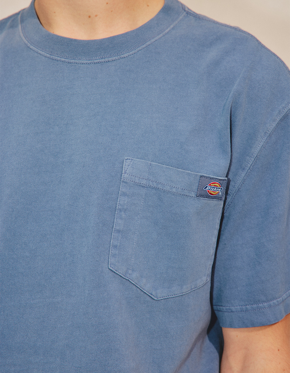 DICKIES Worn Dyed Mens Pocket Tee - BLUE