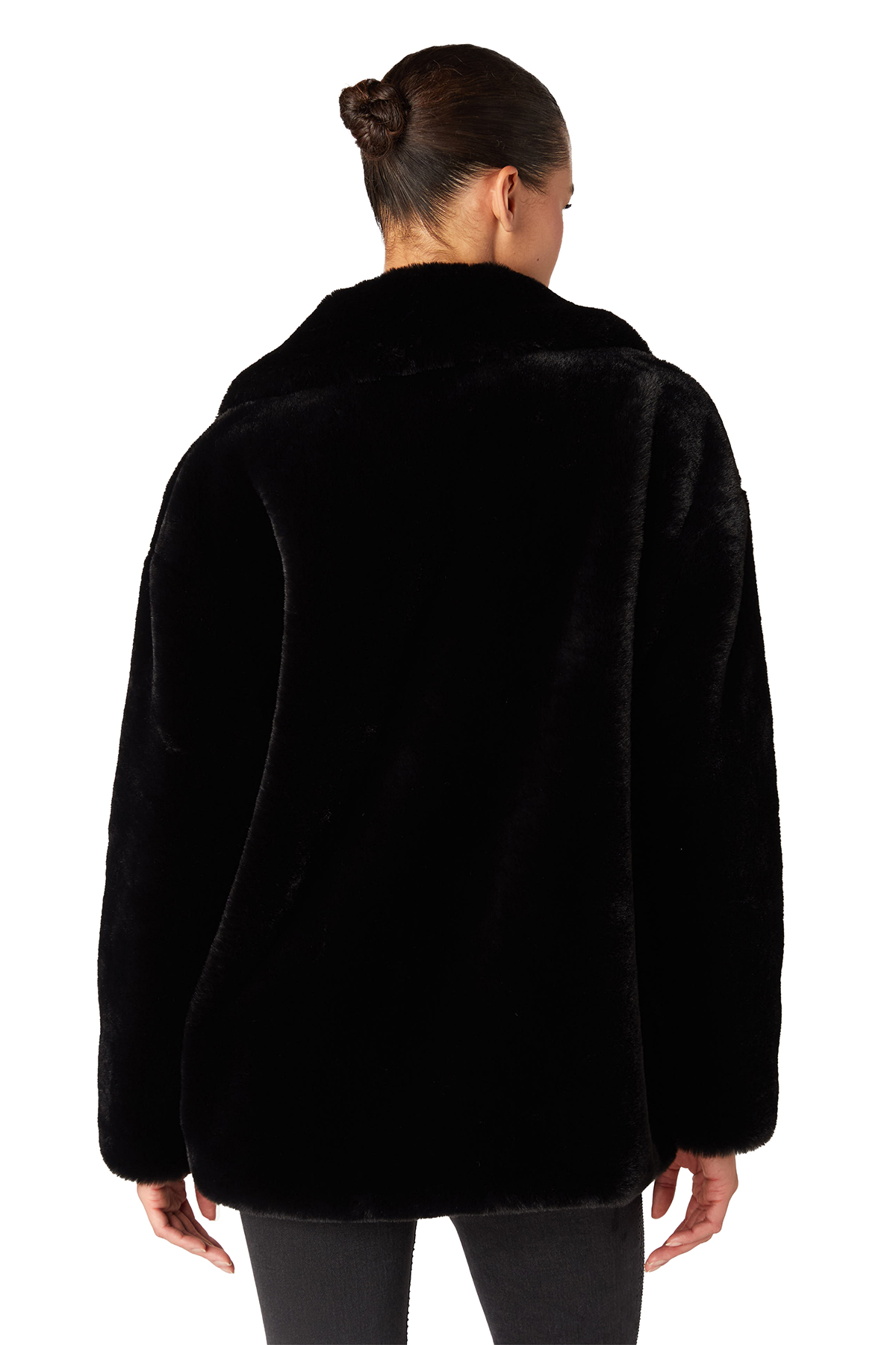 BLANK NYC Fuzzy Paws Faux Fur Womens Jacket - BLACK