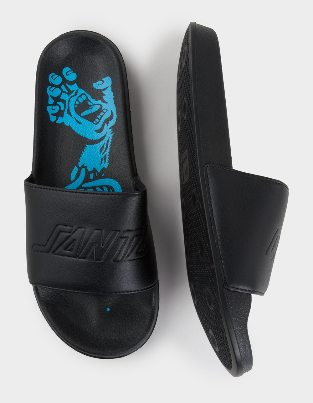 SANTA CRUZ Vein Hand Mens Slide Sandals - BLACK/BLUE