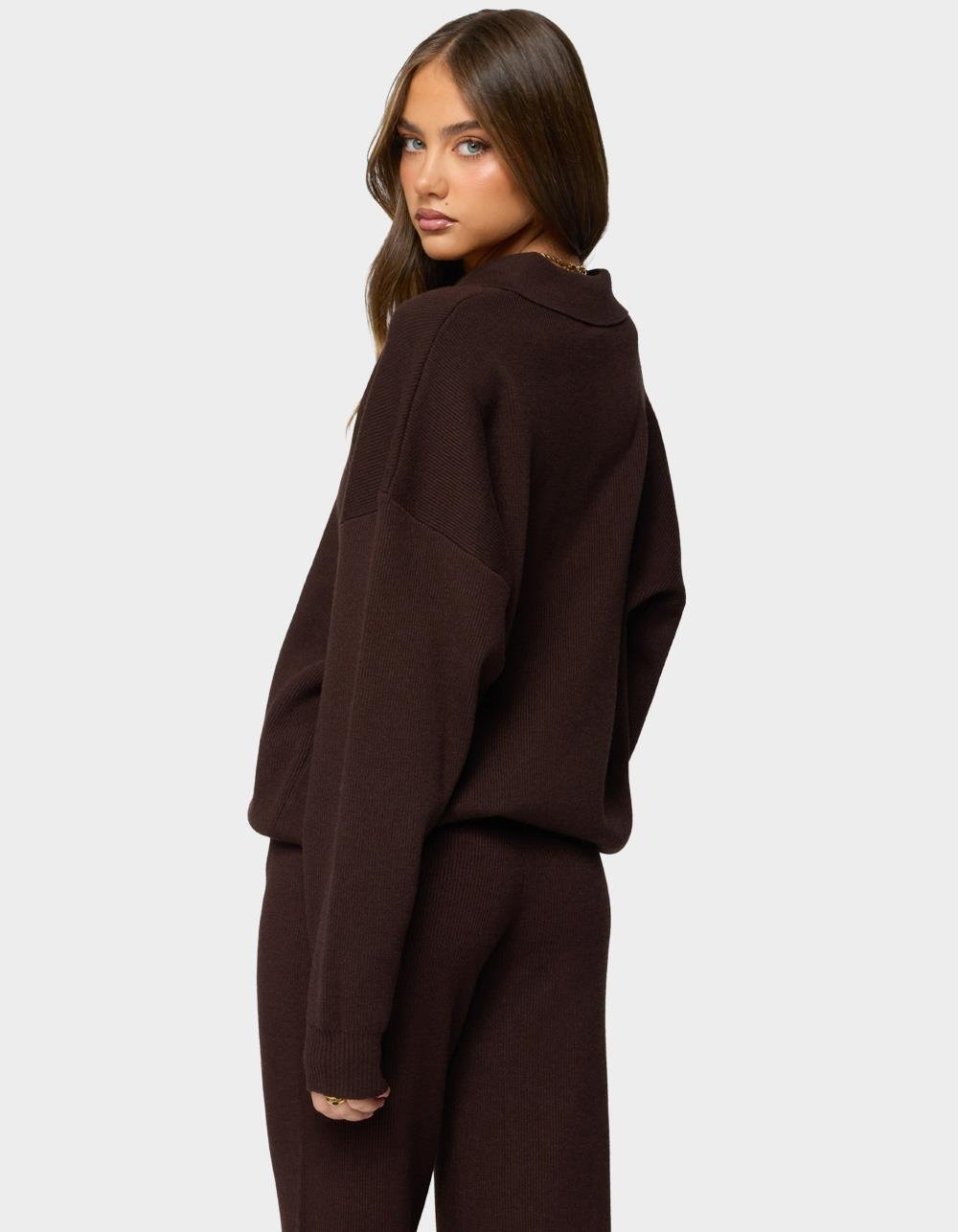 EDIKTED Lorie Oversized Knit Polo Sweater