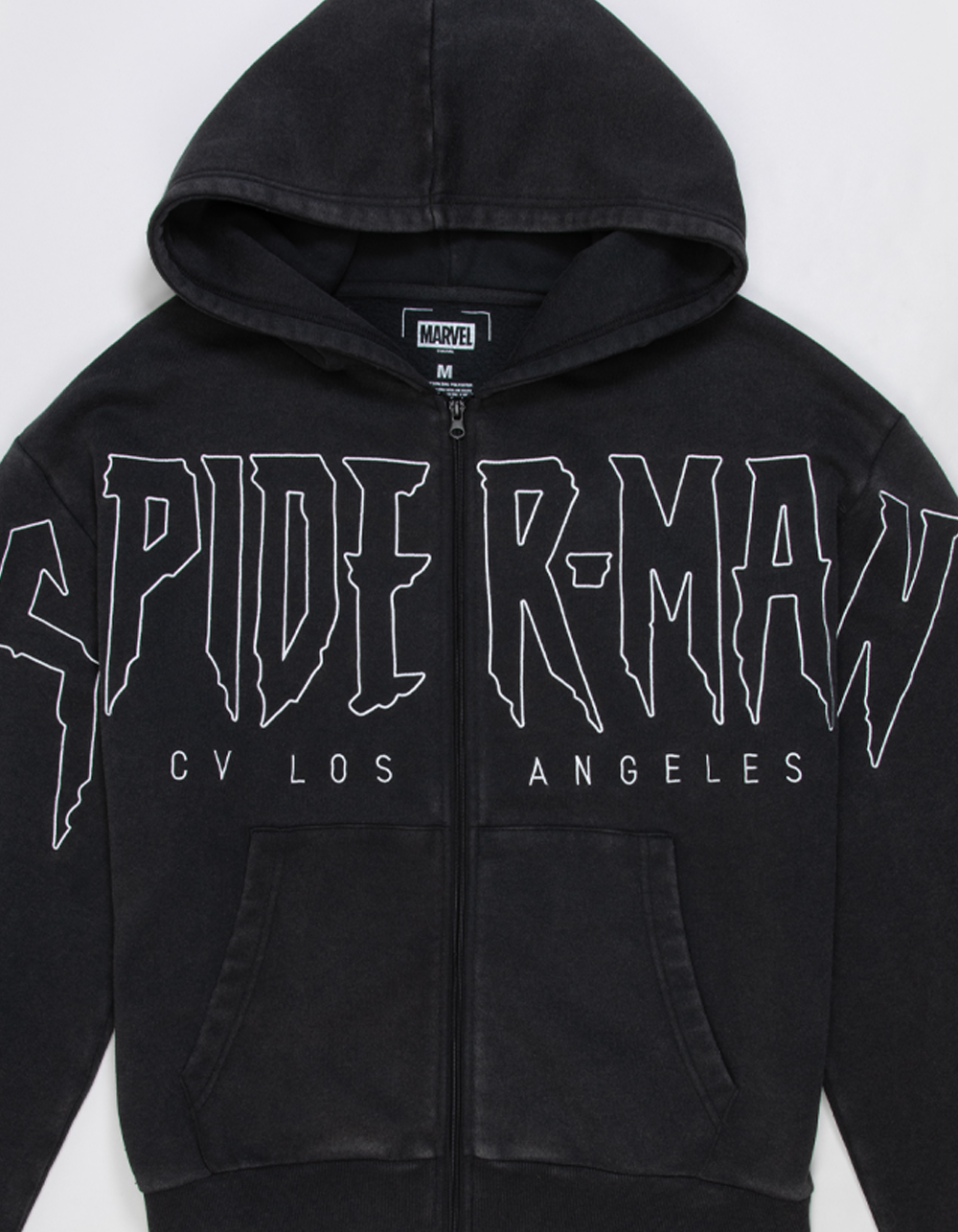 CVLA x Marvel Spider-Man Sigil Mens Zip-Up Hoodie - WASHED BLACK