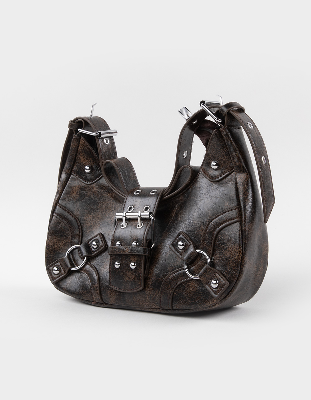 Buckle Shoulder Bag - BROWN