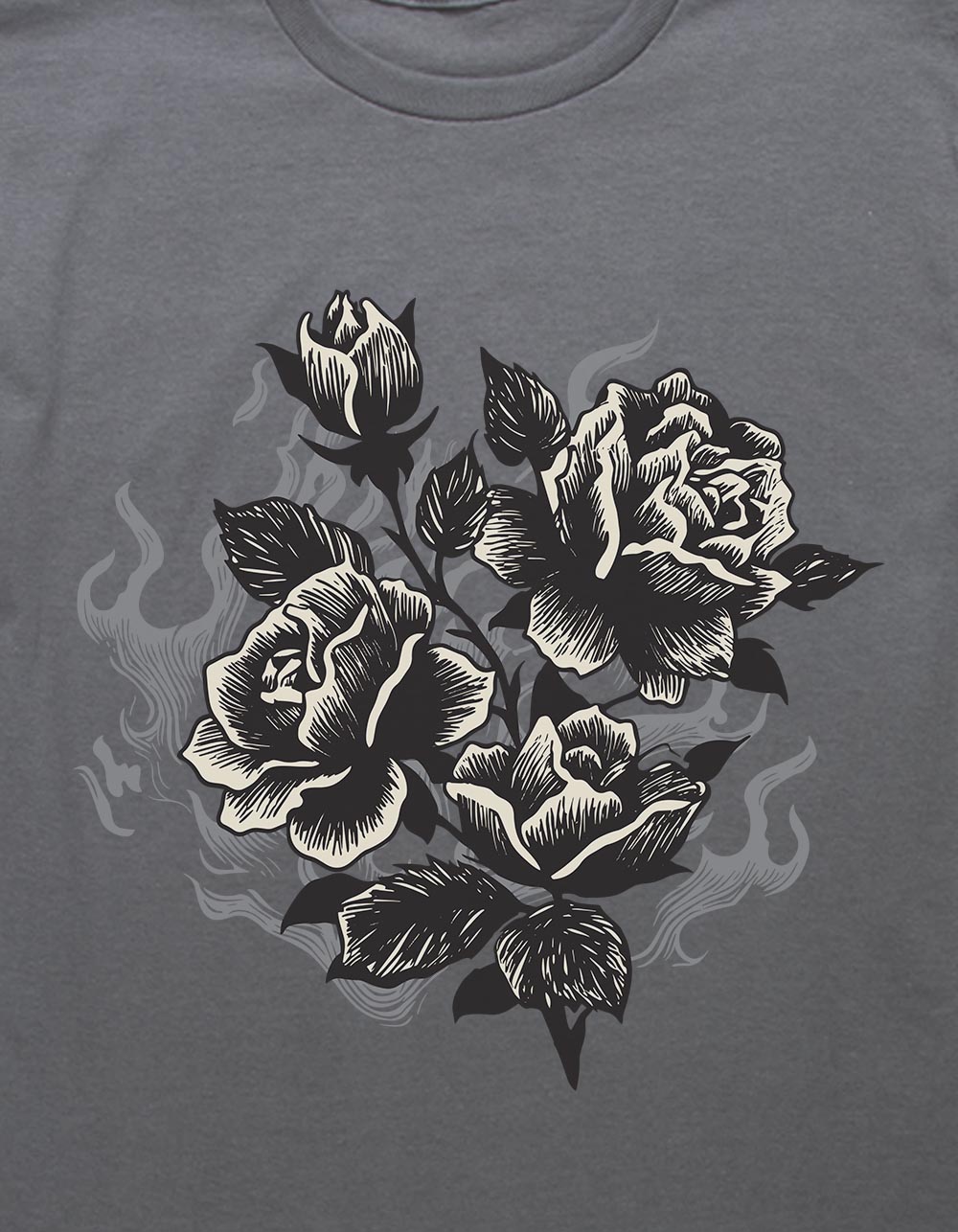 ROSE Flames Unisex Kids Tee - CHARCOAL
