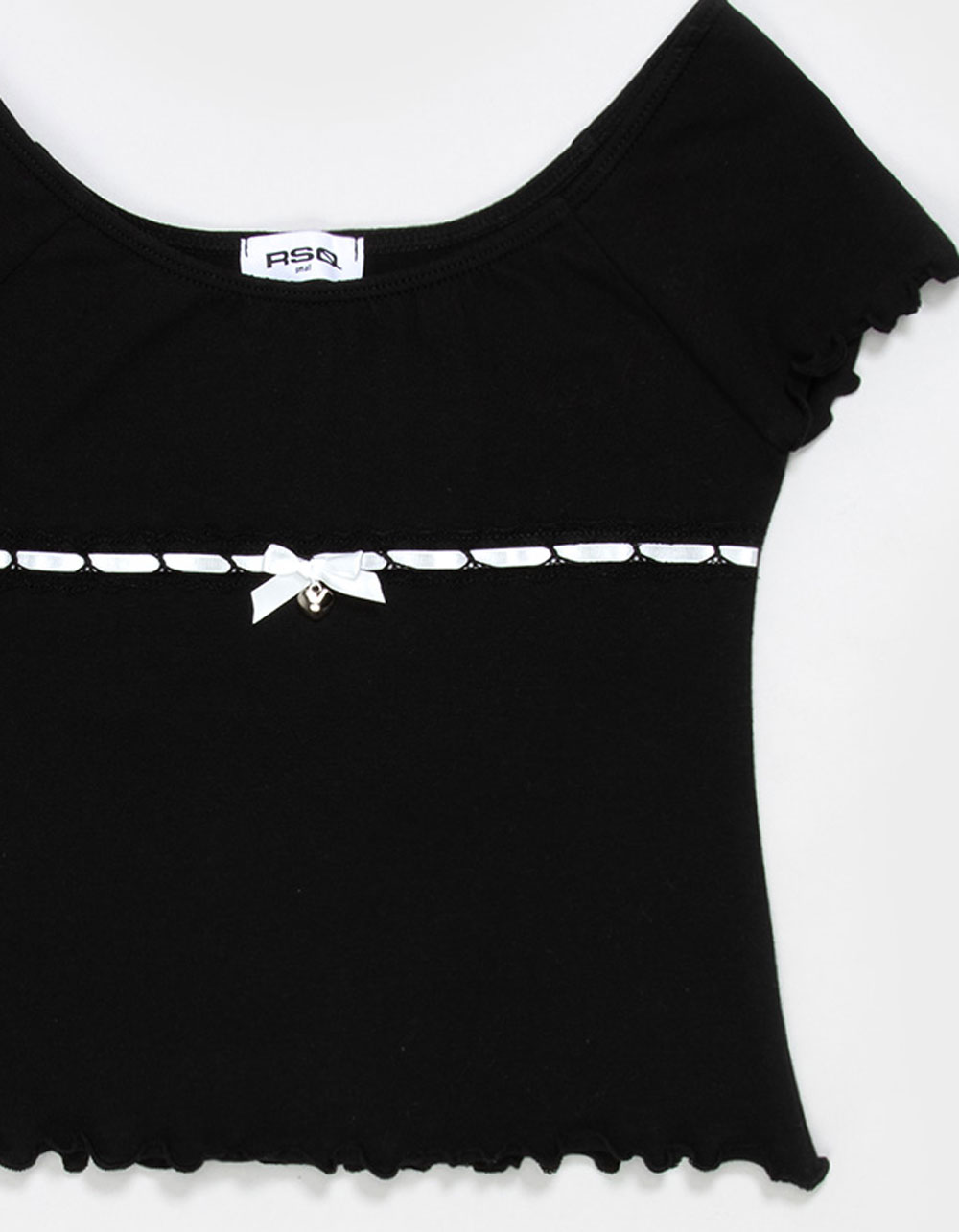 RSQ Girls Lace Heart Charm Top - BLACK