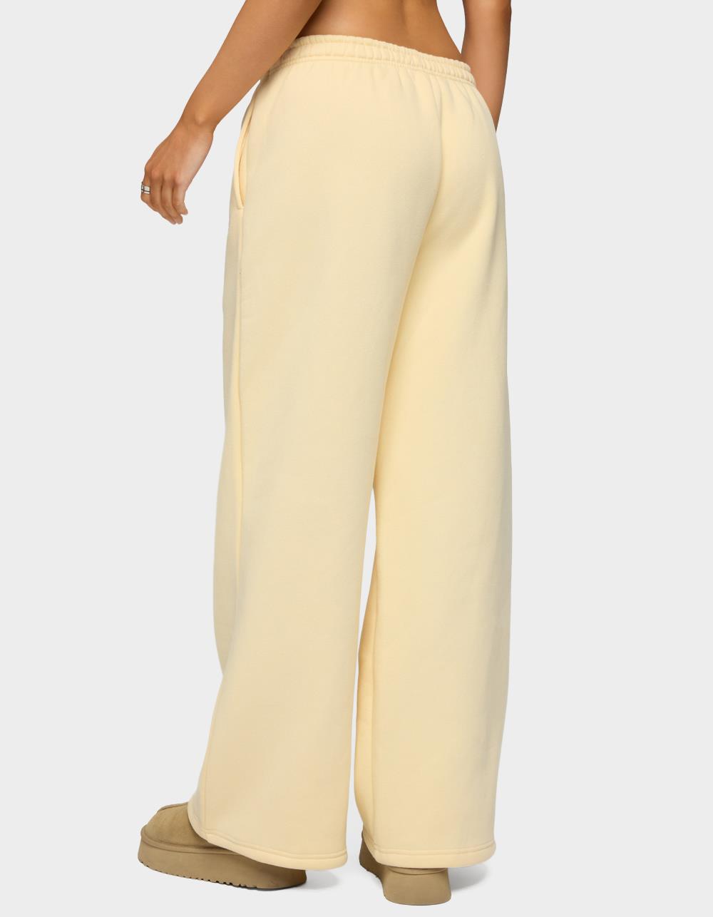 Edikted Lover Wide Leg Sweatpants - YELLOW