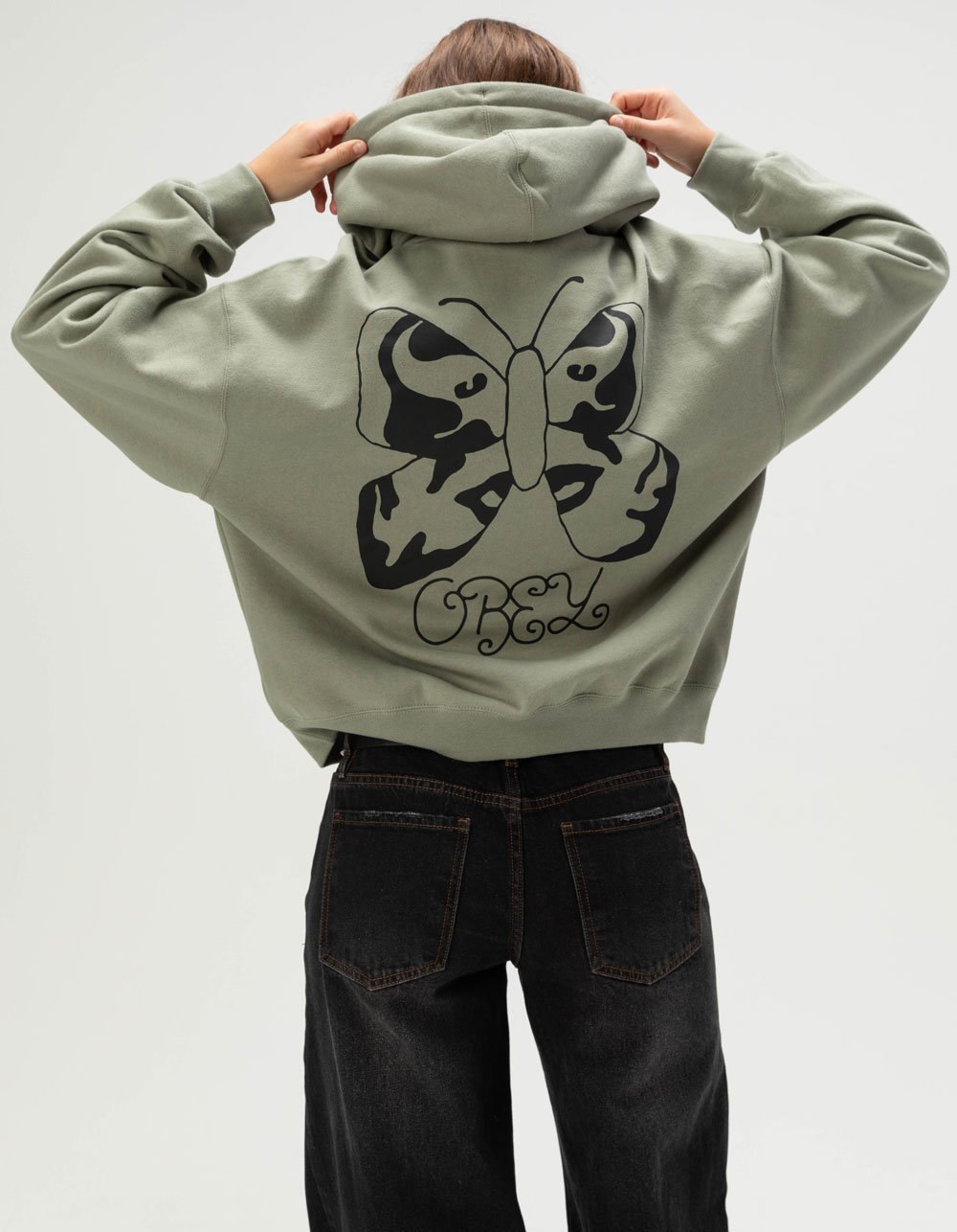OBEY Butterfly Womens Hoodie - OLIVE