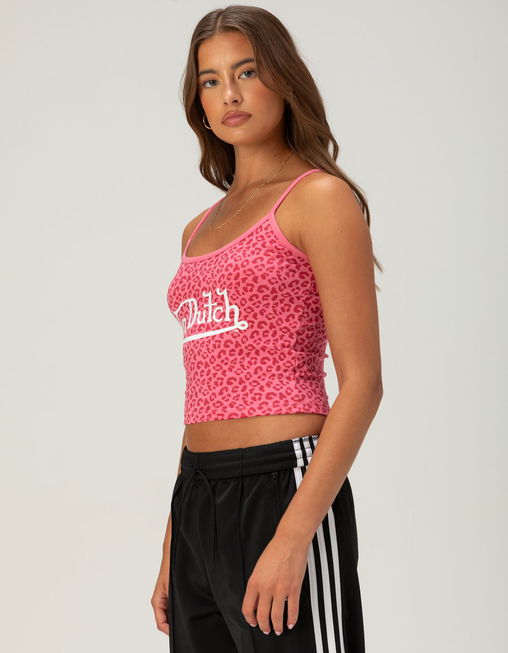 VON DUTCH PINK Leopard Womens Tank Top