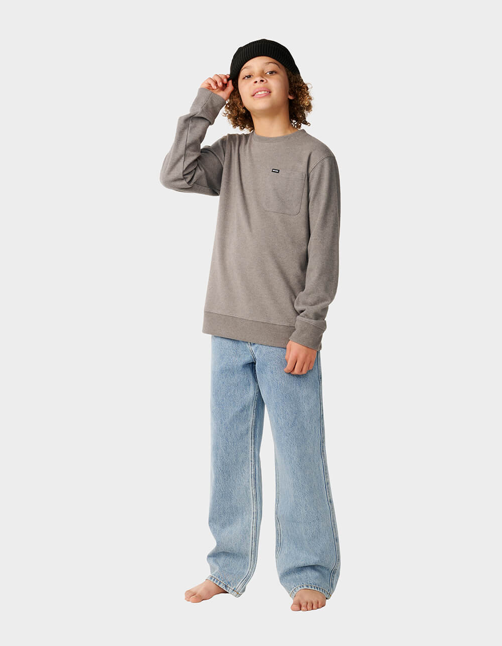 RIP CURL Grid Boys Crewneck Sweatshirt - GRAY
