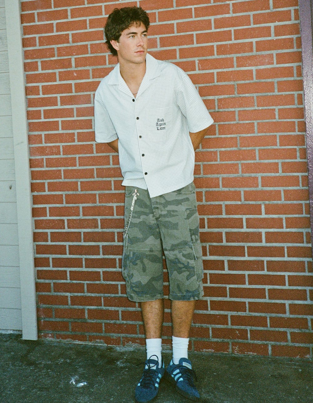 RSQ Mens Baggy Twill Cargo Jorts - CAMO KHAKI