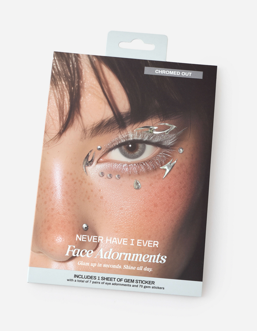 NEVER HAVE I EVER Chromed Out Face Adornments - SILVER