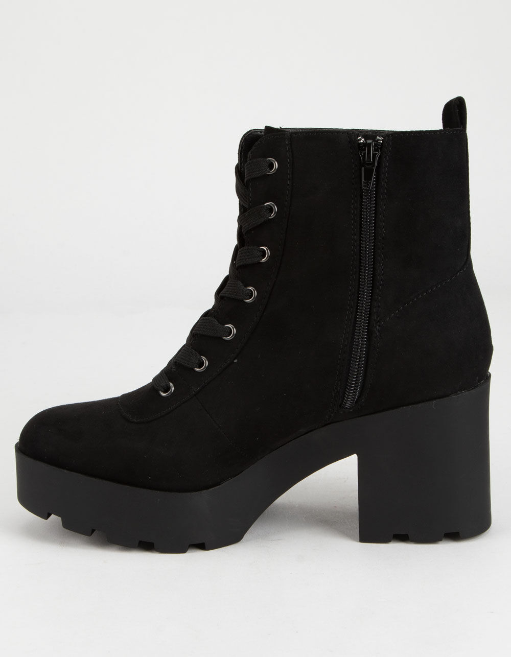 BAMBOO Chunky Lug Sole Lace Up Black Womens Boots - BLACK | Tillys